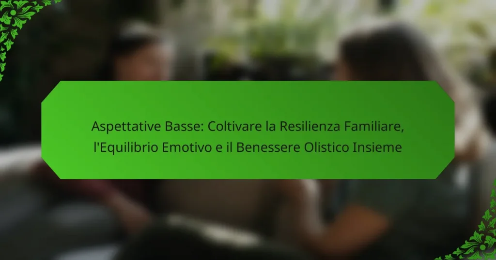 Aspettative Basse: Coltivare la Resilienza Familiare, l’Equilibrio Emotivo e il Benessere Olistico Insieme
