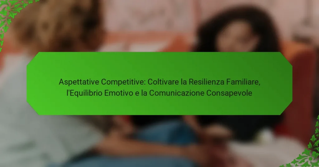 Aspettative Competitive: Coltivare la Resilienza Familiare, l’Equilibrio Emotivo e la Comunicazione Consapevole