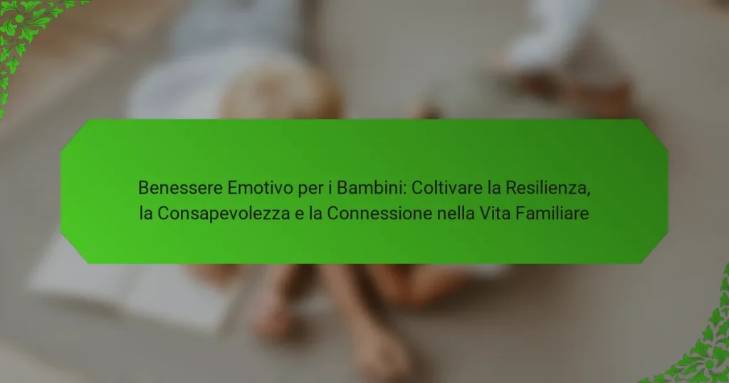 Benessere Emotivo per i Bambini: Coltivare la Resilienza, la Consapevolezza e la Connessione nella Vita Familiare