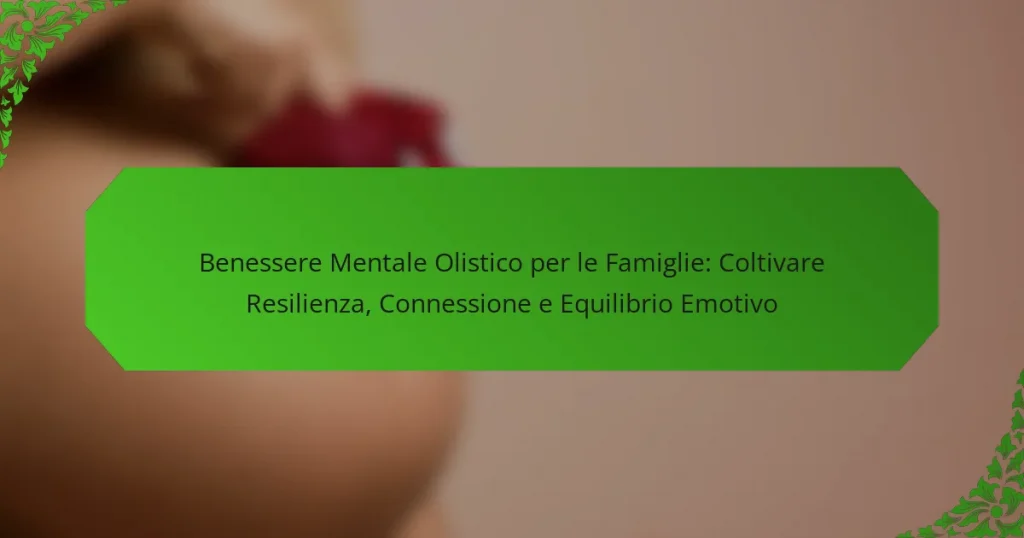 Benessere Mentale Olistico per le Famiglie: Coltivare Resilienza, Connessione e Equilibrio Emotivo