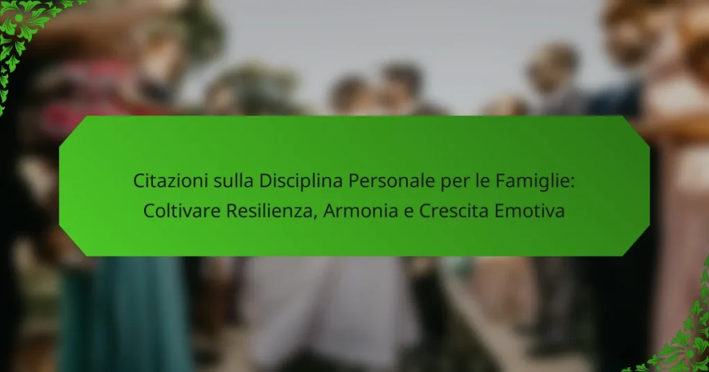Citazioni sulla Disciplina Personale per le Famiglie: Coltivare Resilienza, Armonia e Crescita Emotiva