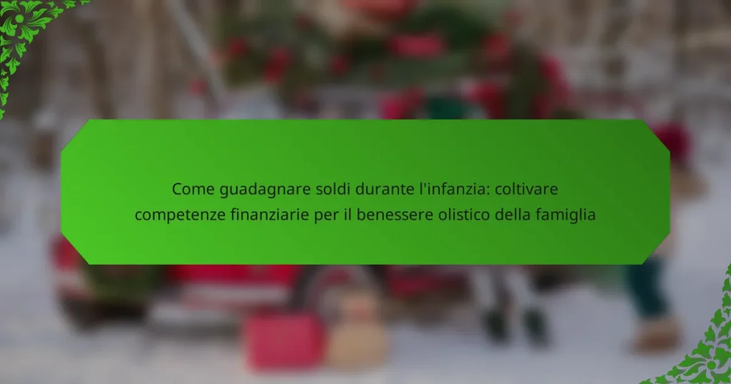 Come guadagnare soldi durante l’infanzia: coltivare competenze finanziarie per il benessere olistico della famiglia