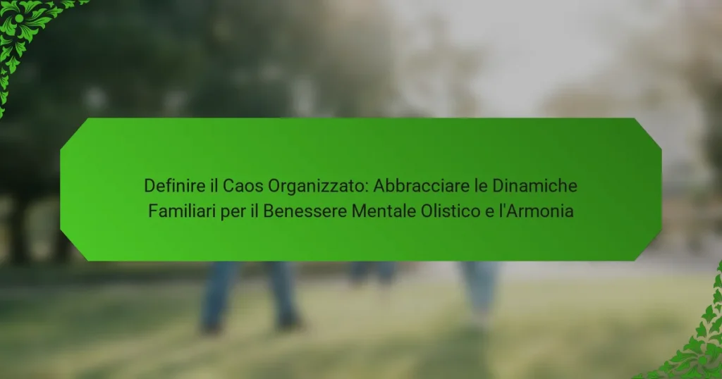 Definire il Caos Organizzato: Abbracciare le Dinamiche Familiari per il Benessere Mentale Olistico e l’Armonia