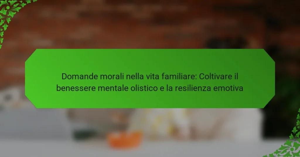 Domande morali nella vita familiare: Coltivare il benessere mentale olistico e la resilienza emotiva