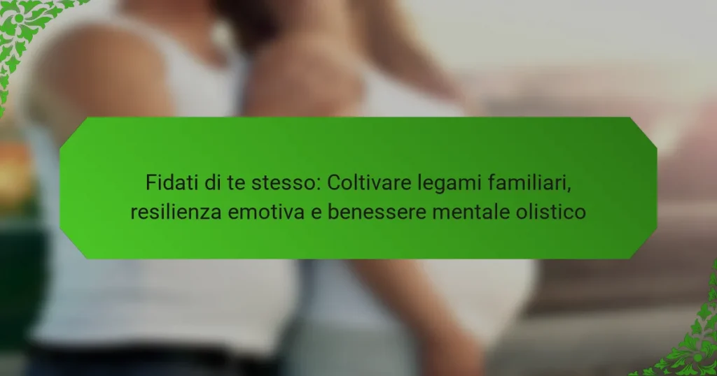 Fidati di te stesso: Coltivare legami familiari, resilienza emotiva e benessere mentale olistico