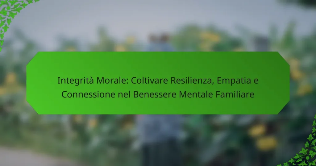 Integrità Morale: Coltivare Resilienza, Empatia e Connessione nel Benessere Mentale Familiare
