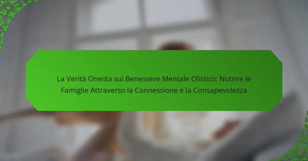 La Verità Onesta sul Benessere Mentale Olistico: Nutrire le Famiglie Attraverso la Connessione e la Consapevolezza