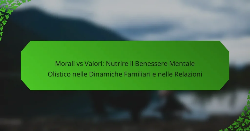 Morali vs Valori: Nutrire il Benessere Mentale Olistico nelle Dinamiche Familiari e nelle Relazioni