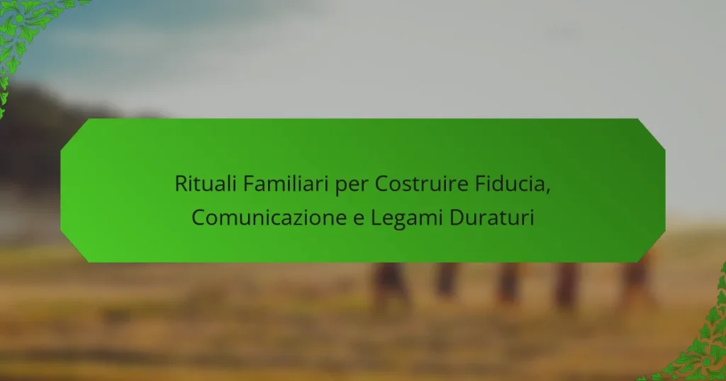 Rituali Familiari per Costruire Fiducia, Comunicazione e Legami Duraturi