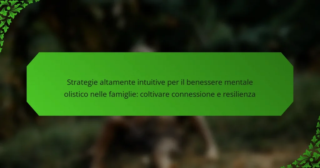 Strategie altamente intuitive per il benessere mentale olistico nelle famiglie: coltivare connessione e resilienza