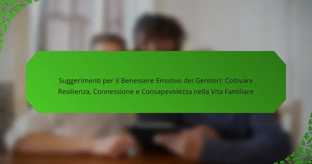 Suggerimenti per il Benessere Emotivo dei Genitori: Coltivare Resilienza, Connessione e Consapevolezza nella Vita Familiare