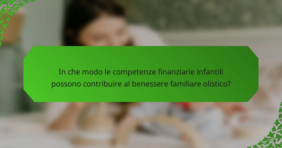 In che modo le competenze finanziarie infantili possono contribuire al benessere familiare olistico?