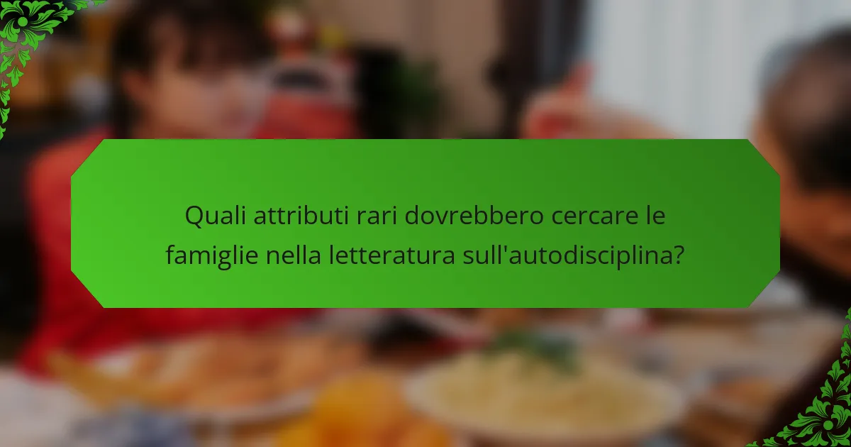 Quali attributi rari dovrebbero cercare le famiglie nella letteratura sull'autodisciplina?