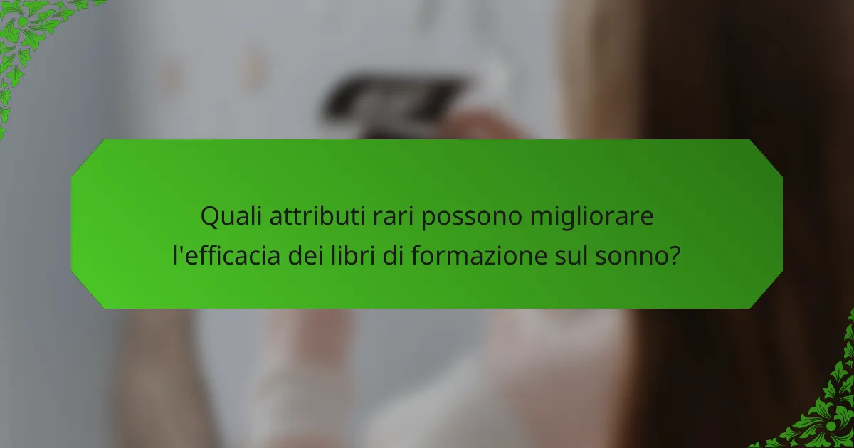 Quali attributi rari possono migliorare l'efficacia dei libri di formazione sul sonno?
