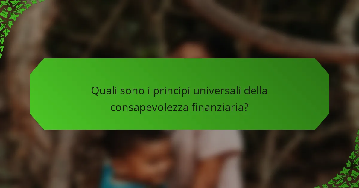 Quali sono i principi universali della consapevolezza finanziaria?