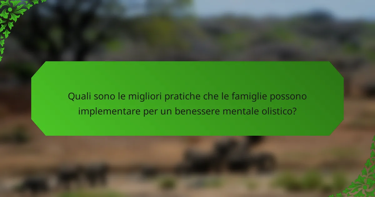 Quali sono le migliori pratiche che le famiglie possono implementare per un benessere mentale olistico?